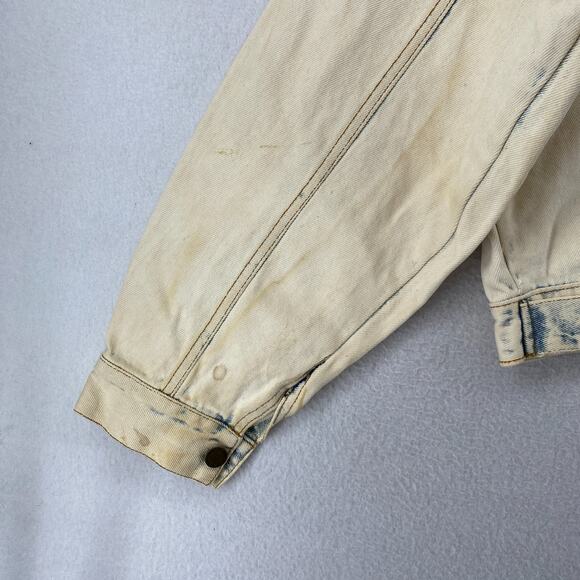 NAF NAF Jacket Mens S Bandana Patchwork Trucker Acid Washed Denim Blue VTG - Picture 11 of 16